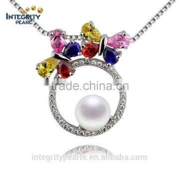 Modern 925 sterling silver pearl pendant 6mm AAA round natural pearl pendant necklace