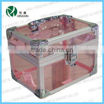 transparent small vanity pink jewelry case box
