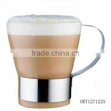 stainless steel handle drinking glass cup