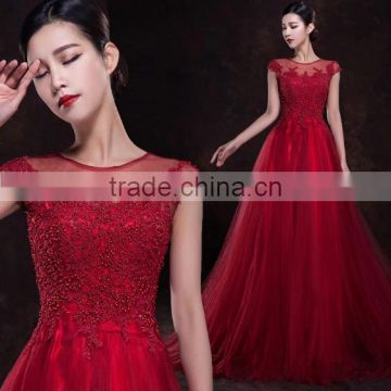 2014 red lace nude cap sleeve tube sex women party evening dress