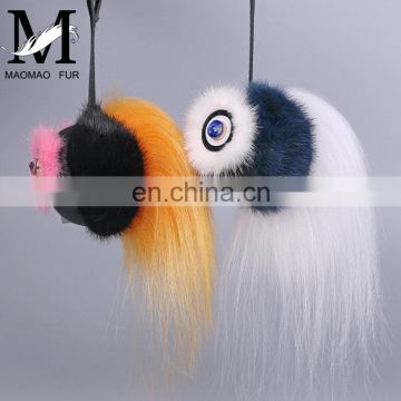 Fashionable High Quality Bag Charm Owl Keychains Luxury Car Keychains Pendant of Mink Fur