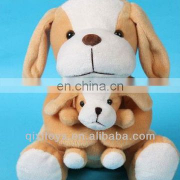 short plush mother and son dog
