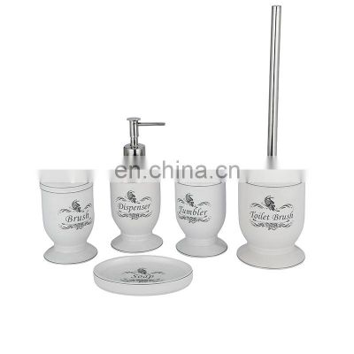 Best price white decal Hotel ceramic bathroom set accessories funiture bath accessories