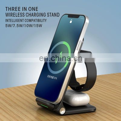 15w Fast Portable Universal Folding 3 In 1 Wireless Charger