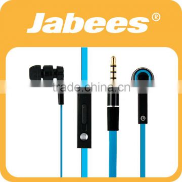 Jabees high quality stereo oem earphone with mic and volume control in colors
