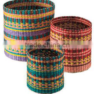 High quality best selling eco-friendly Set of 3 seagrass cyclindrical baskets from Vietnam