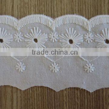 White cotton lace trim stretch embroidery lace