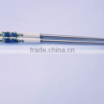 Stainless steel chopsticks with ceremic handle