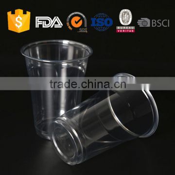 16oz glass look plastic cup with lid