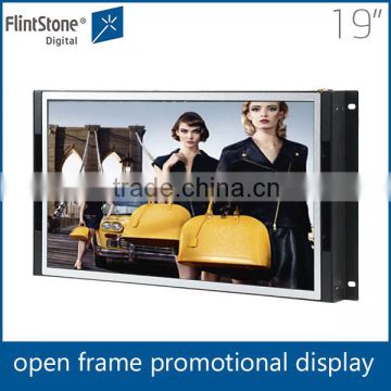 Flintstone flexible hd video advertising 19 inch open frame lcd