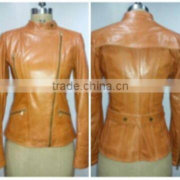 Goat Leather Jacket Made Through Dip wash + Darkening Treatment. Color Camel