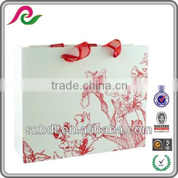 High quality red ribbon tote bag customized printed bag