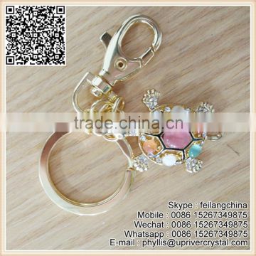 Colorful Diamond Rhinestone Jewelry Keychains Small Tortoise Large Key Ring