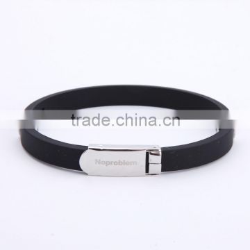 Noproblem P023 germanium tourmaline power elastic stainless steel bracelet