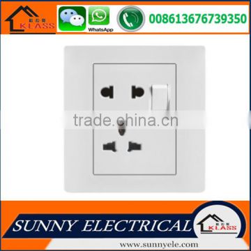 best sale good quality electric popular white wall PC 5 pin switched socket with CE certification