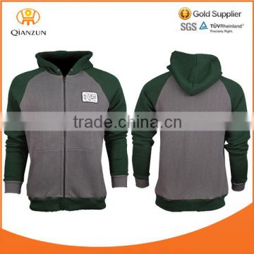 wholesale best quality plain zip olive green hoodies