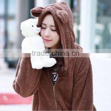 Brown bear style warm girls winter hoodies low price good service