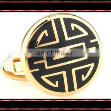 black enamel gold infinity cuff links