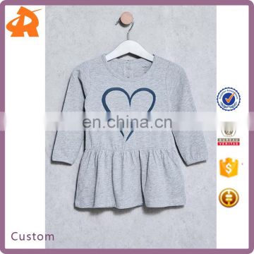 Latest Children Dress Designs Graphic Heart Printed Front Child Dress Wholesale Baby Clothes