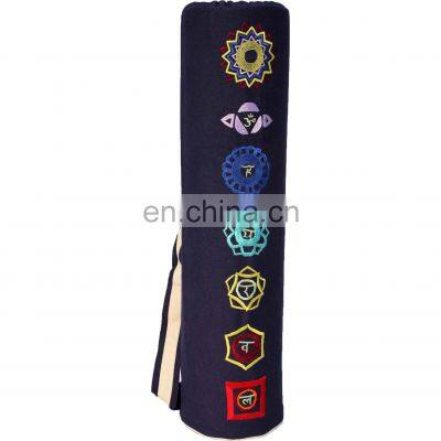 Adjustable Shoulder Strap Chakra Embroidery Drawstring Yoga Mat Bag