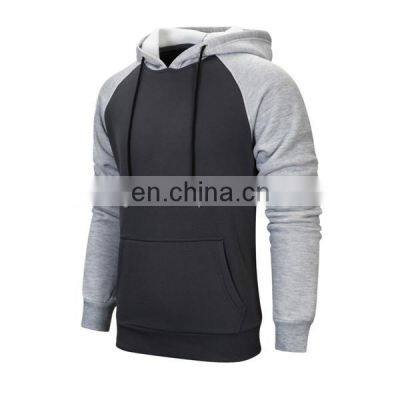 2022 high sold OEM pullover hoodie for men Gray and black custom fleece hoodies sweatshirts Raglan sleeves
