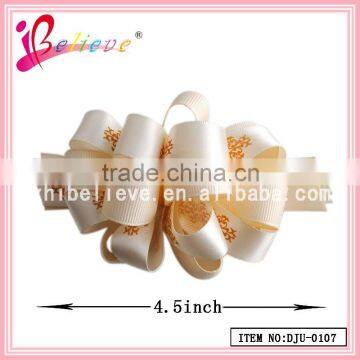 New popular girls hair accessories,satin ribbon flower hair barrette types for female