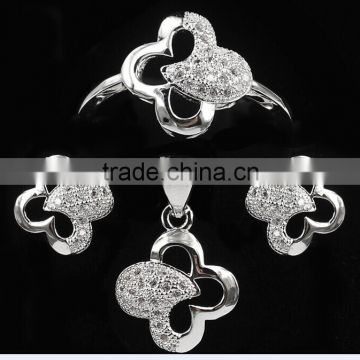 Alibaba 925 silver jewelry set zircon jewelry set flower shape design micro pave setting