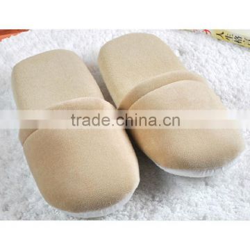 High Quality Velveteen Fabric Slipper for Hotel, Beige Color, Washable