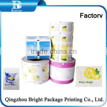 Printed aluminum foil paper packing Lemon cleaning wipes, aluminium foil paper packaging for adult wet wipes, cleaning wet wipes