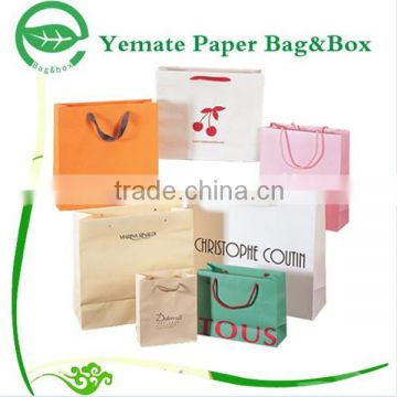 2015 new colorful printed custom handemade luxury folding recycle cosmetic gift packaging carrier paper shopping bag with handle
