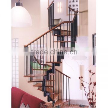 modern adjustable single stringer wood tread spiral stairs