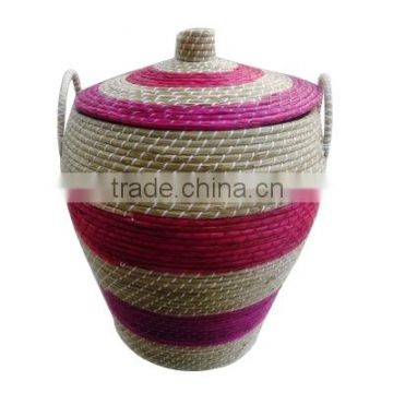 Handmade Vietnamese seagrass laundry basket