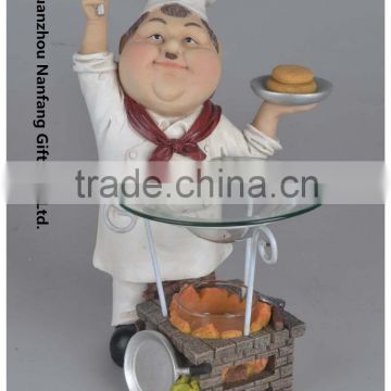 Fat Chef Polyresin Oil Burner with Glass Bowl