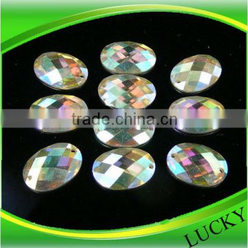 HOT SELL highest quality sew on resin rhinestone resin stone oval shape crystal ab