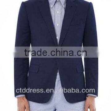 2014 Top Quality One Button Made To Measure Navy Cotton Blazer