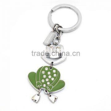 wholesale professional metal custom logo keychain diamon frog shape keyring