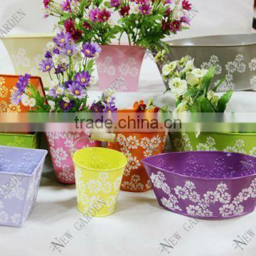 color painting zinc flower pot