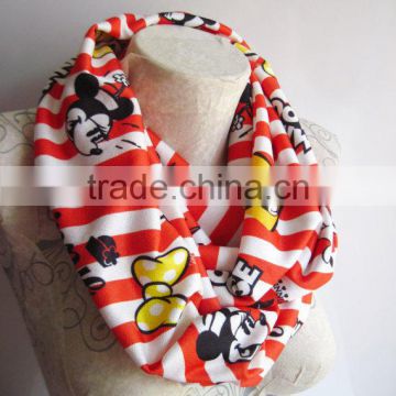 Scarf , Printed White Scarf ,Printed infinity Scarf ,White infinity Scarf