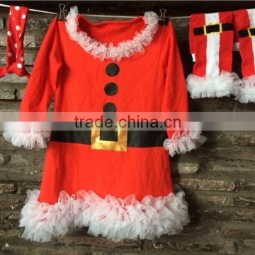 2014 new chirstmas baby girls santa clause dress with leg warmers and cotton headband set