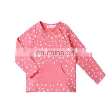 Pink Top Suit  Long Sleeve Star Children Cotton Clothes Kids Casual T-Shirts Girls