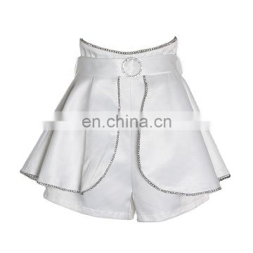 TWOTWINSTYLE Korean Patchwork Diamond Shorts Female High Waist With Sashes Tunic Split Sexy