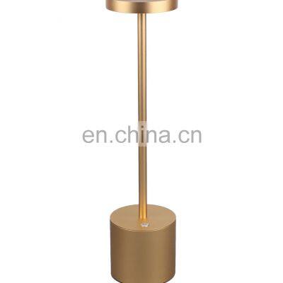 Hotel Style Energy Saving brass table lamp USB Rechargeable Battery LED Cordless Restaurant Table Lamp For Dinner