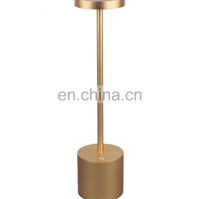 Hotel Style golden lamps  Rechargeable  LED Cordless Restaurant Table golden lamps