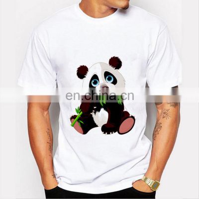 Men's Cheap T-Shirts 100% Cotton Short Sleeve Animal Panda Print Long T Shirt With New Pattern