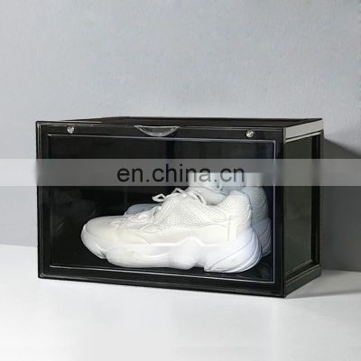 Wholesale Custom Plastic Big Size Super Strong Side Open Door Sneaker Display Acrylic Shoe Box Transparent Organizer