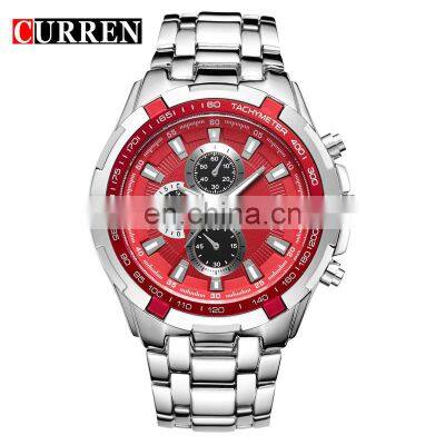 Wholesale Curren Watch Men 3 Dials Chronograph Stainless Steel Strap Quartz Wrist Watch Business Brand Watches Men CURREN 8023