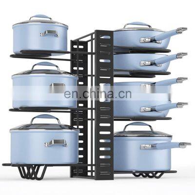 multifunctional independent metal kitchen storage rack expandable pot and lid organizer coated pans cover holder for cabinet