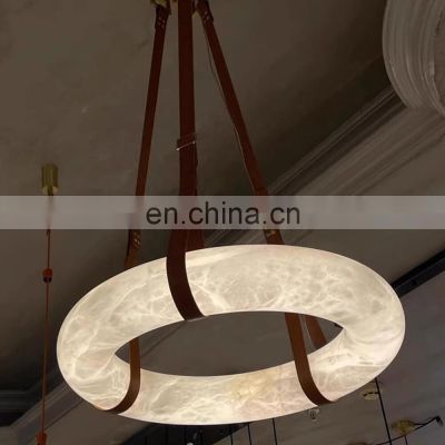 Wholesale Modern Creative Luxury Restaurant Round Hanging Lamp Alabaster Chandelier