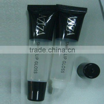 10ml transparent lip gloss tube offset printing with black screw on cap for cosmetic packaging