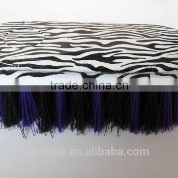 zebra pattern horse dandy brush with white & purple bristle